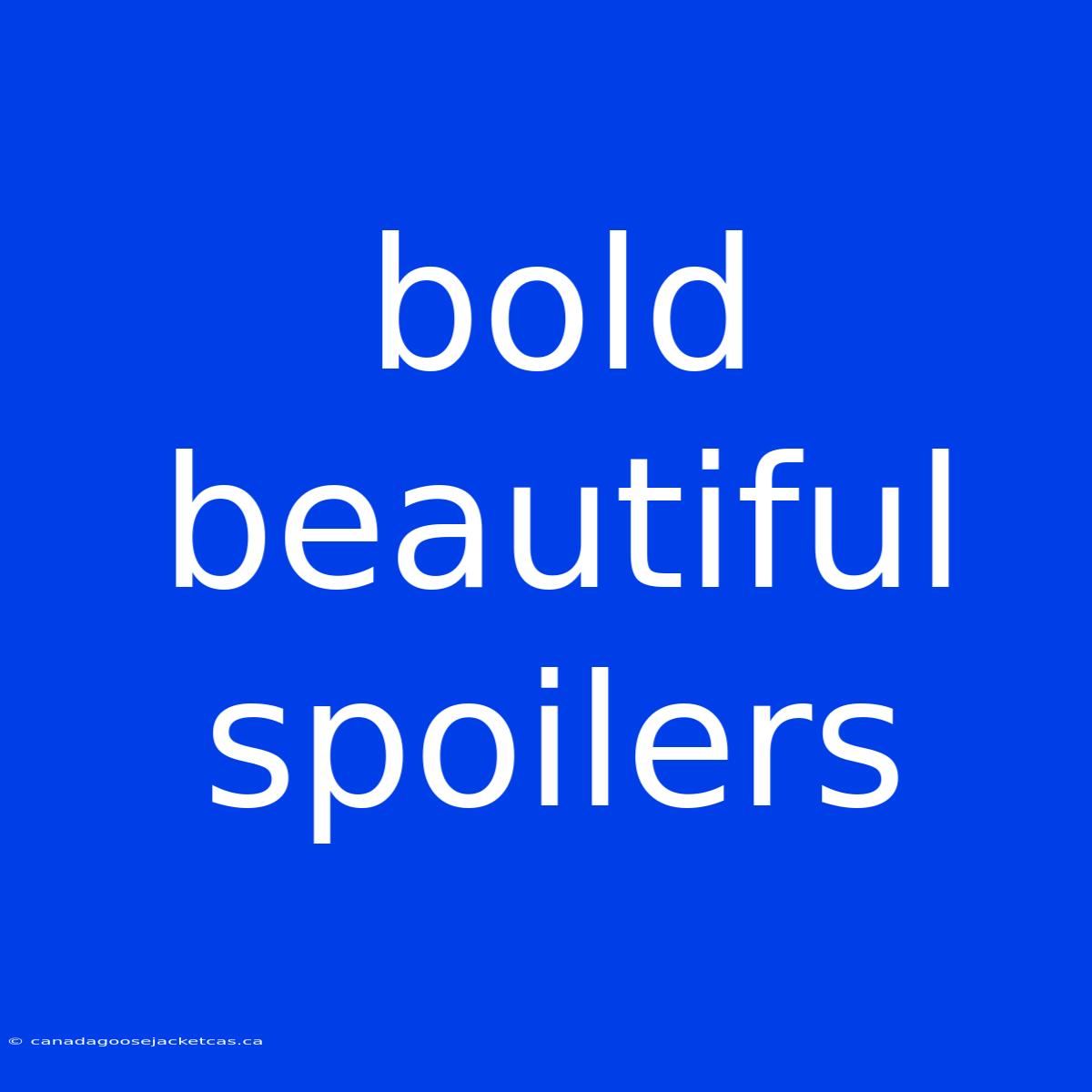 Bold Beautiful Spoilers