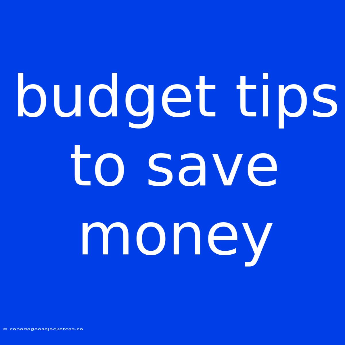 Budget Tips To Save Money