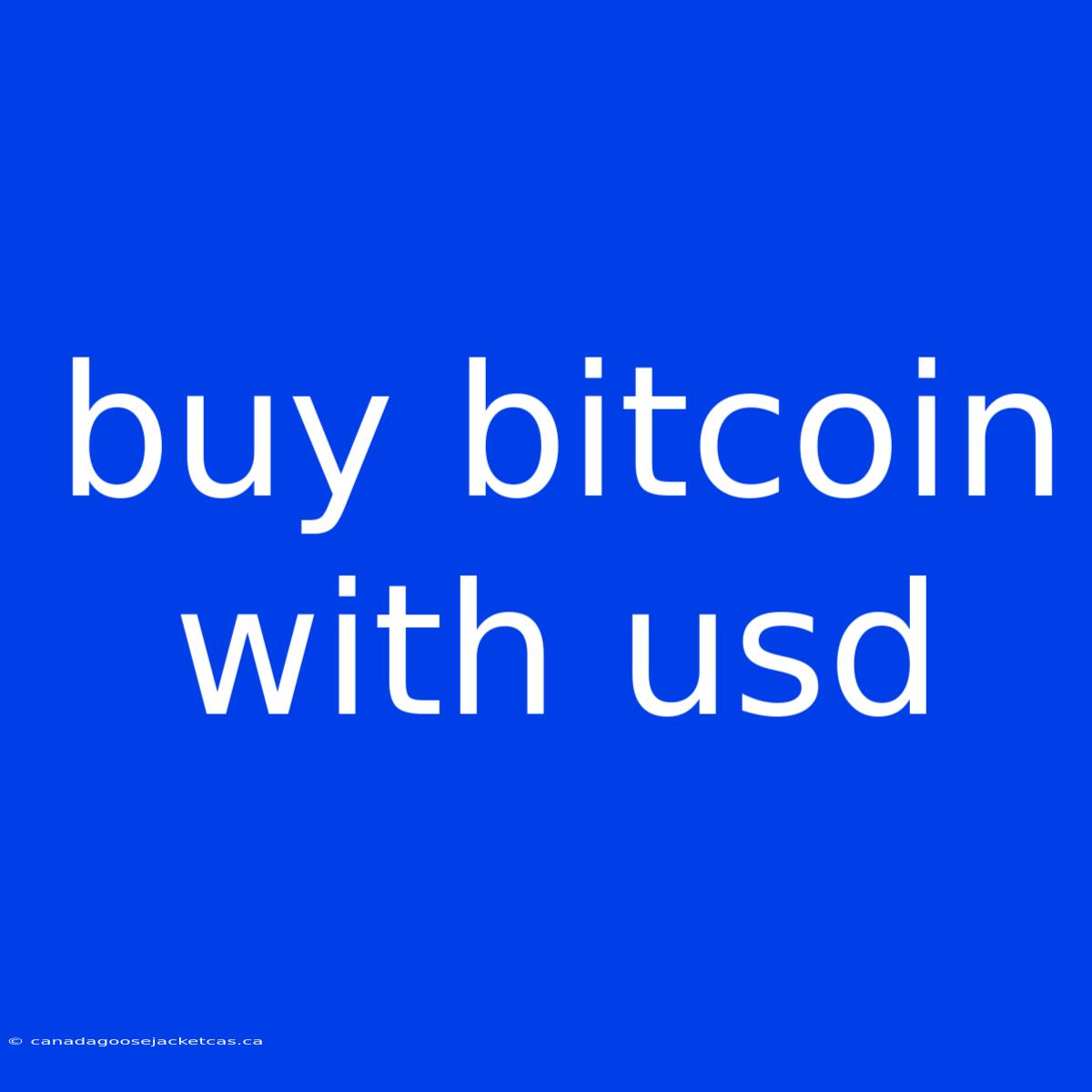 Buy Bitcoin With Usd