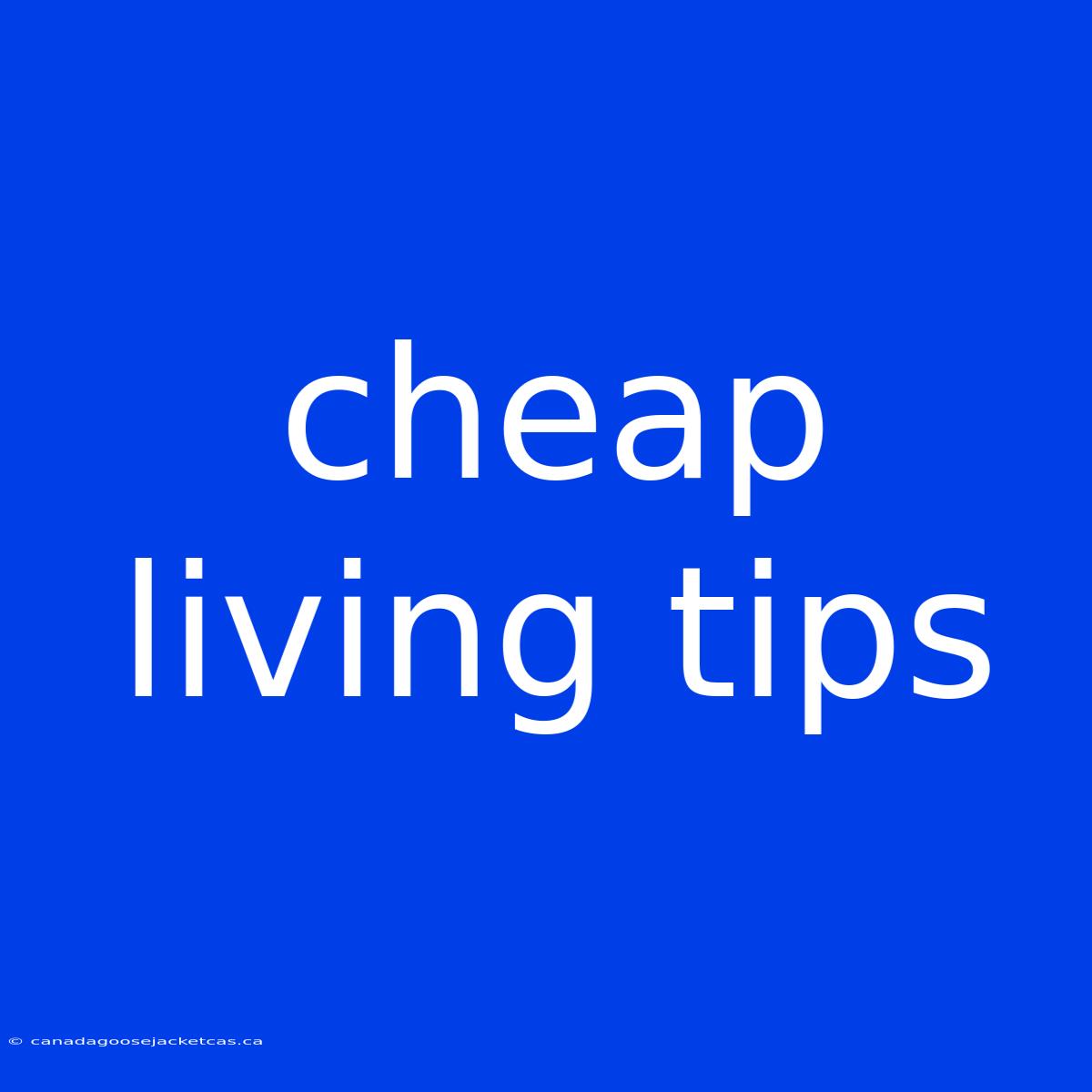 Cheap Living Tips