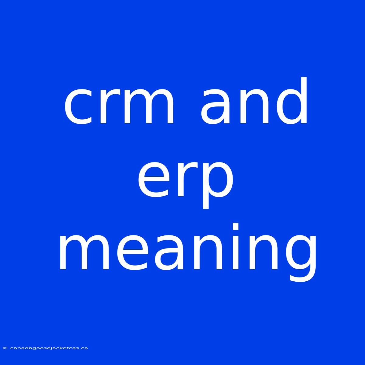 Crm And Erp Meaning