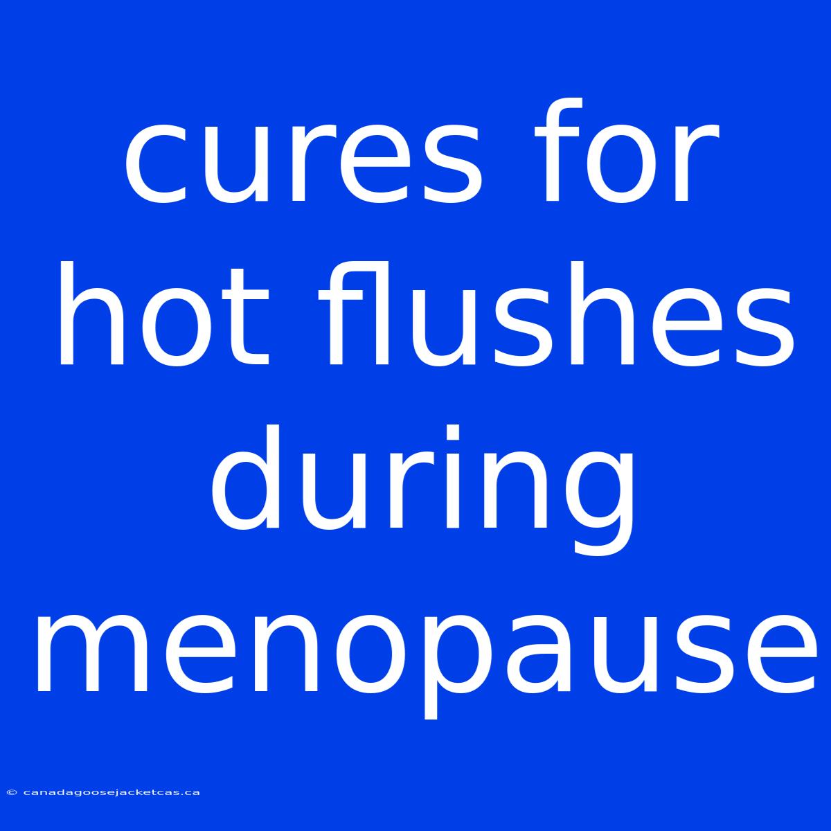 Cures For Hot Flushes During Menopause