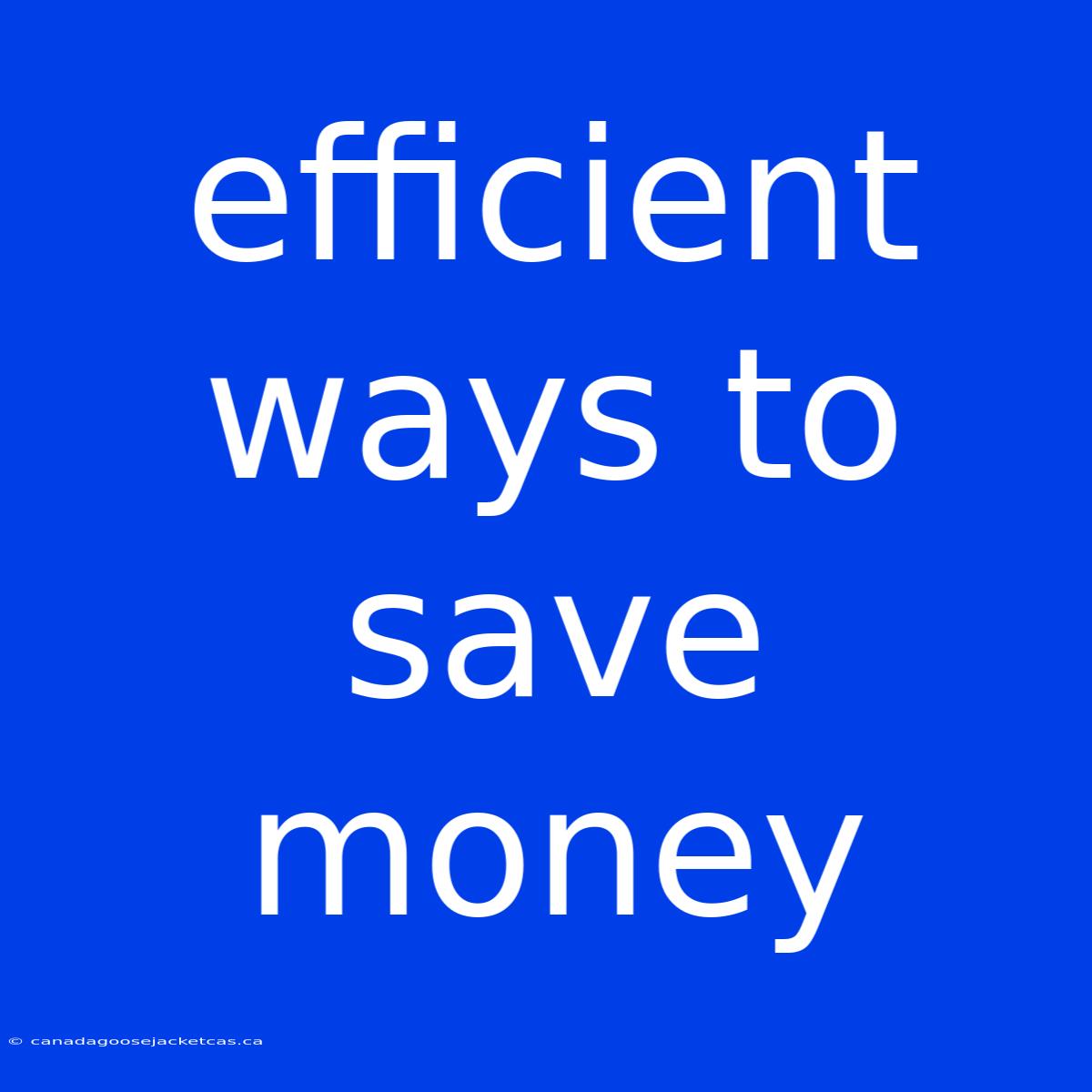 Efficient Ways To Save Money