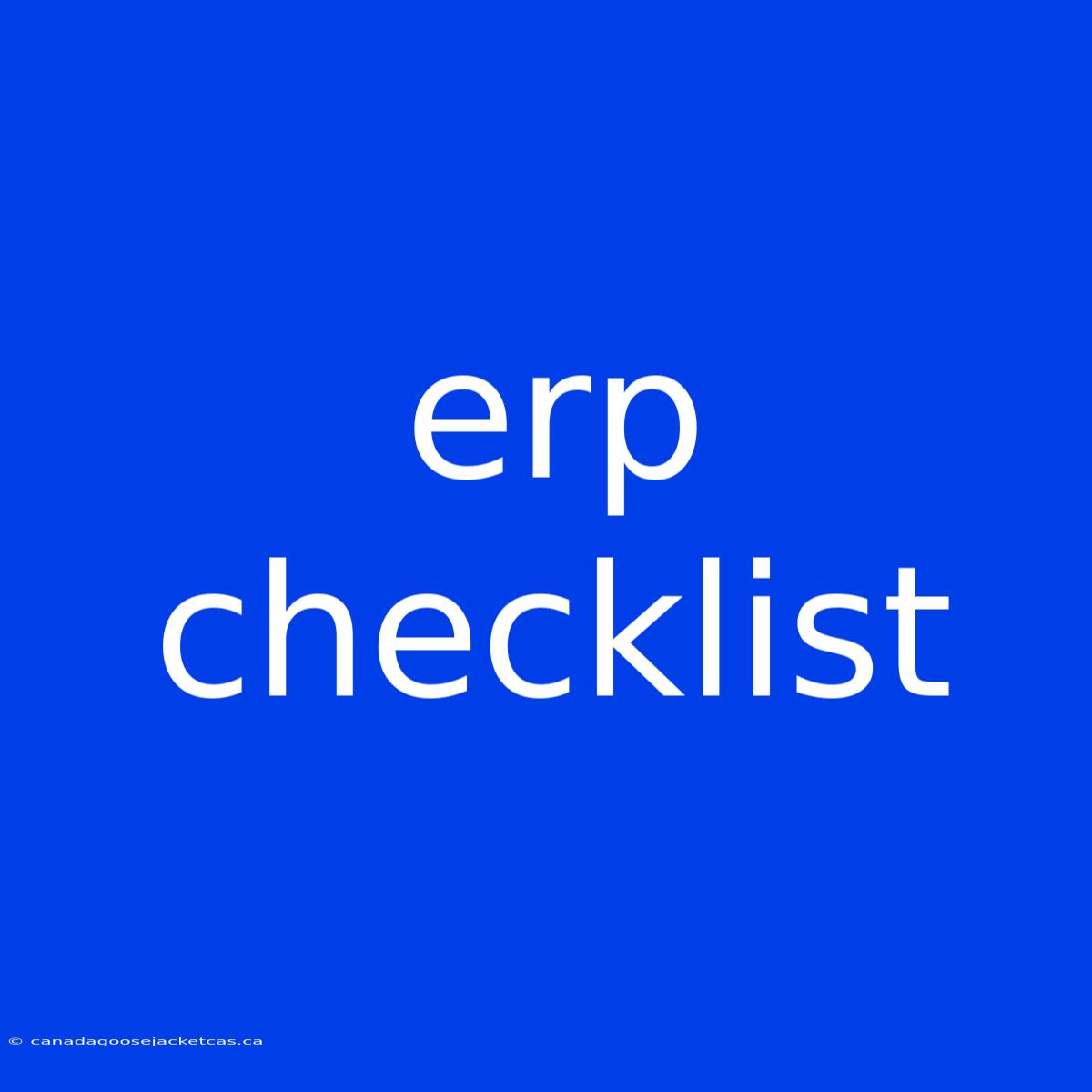 Erp Checklist