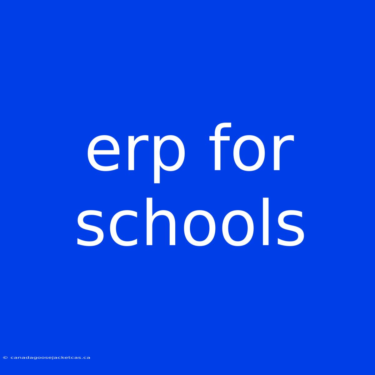 Erp For Schools