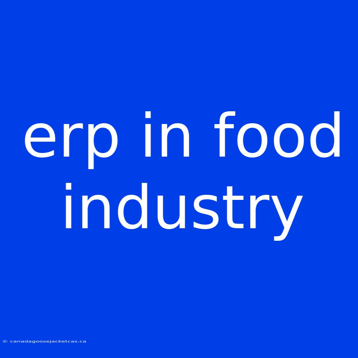 Erp In Food Industry