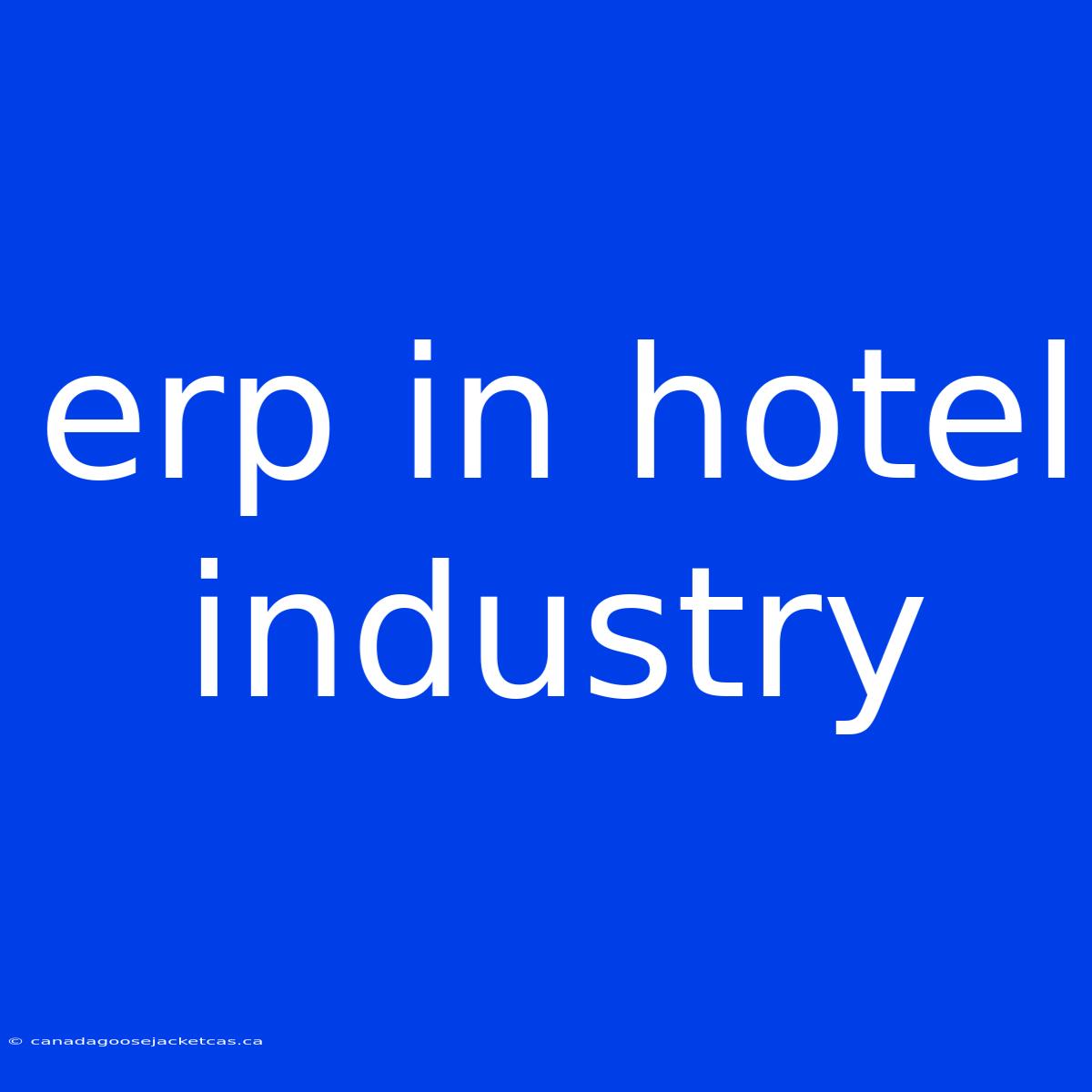 Erp In Hotel Industry