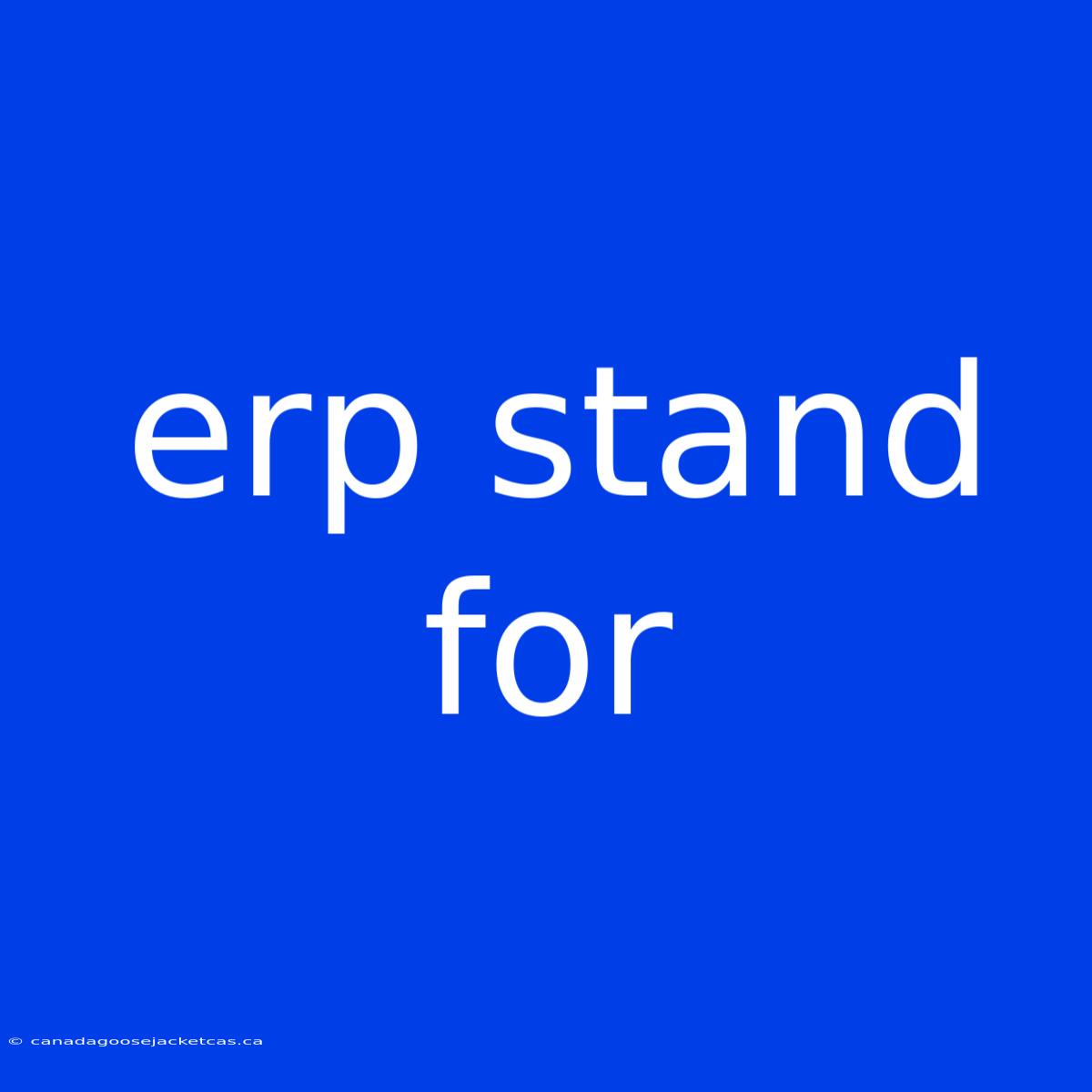 Erp Stand For