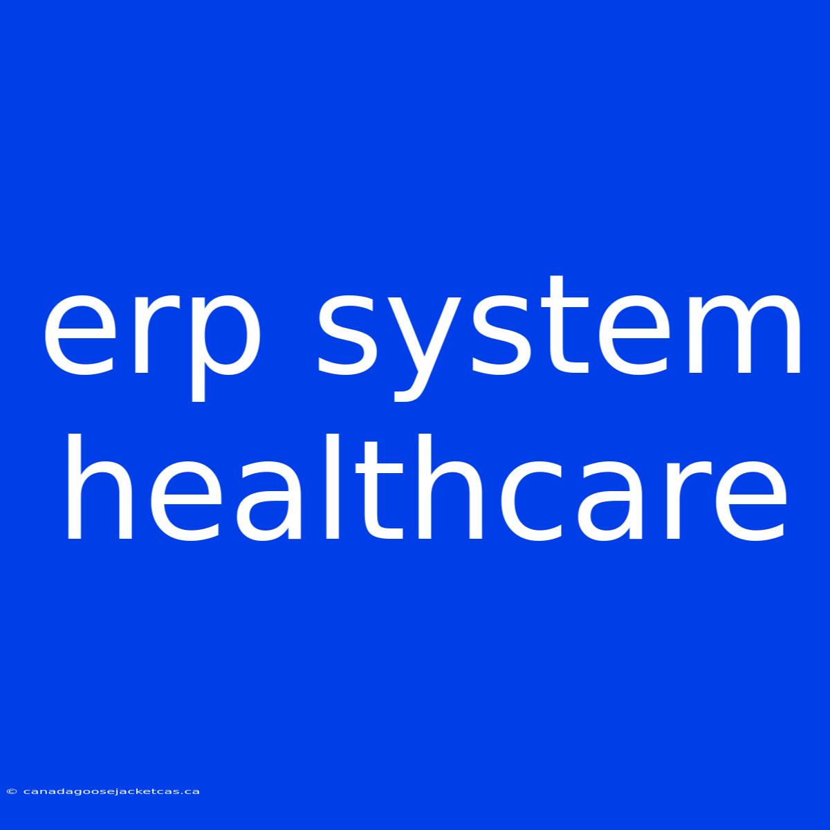 Erp System Healthcare