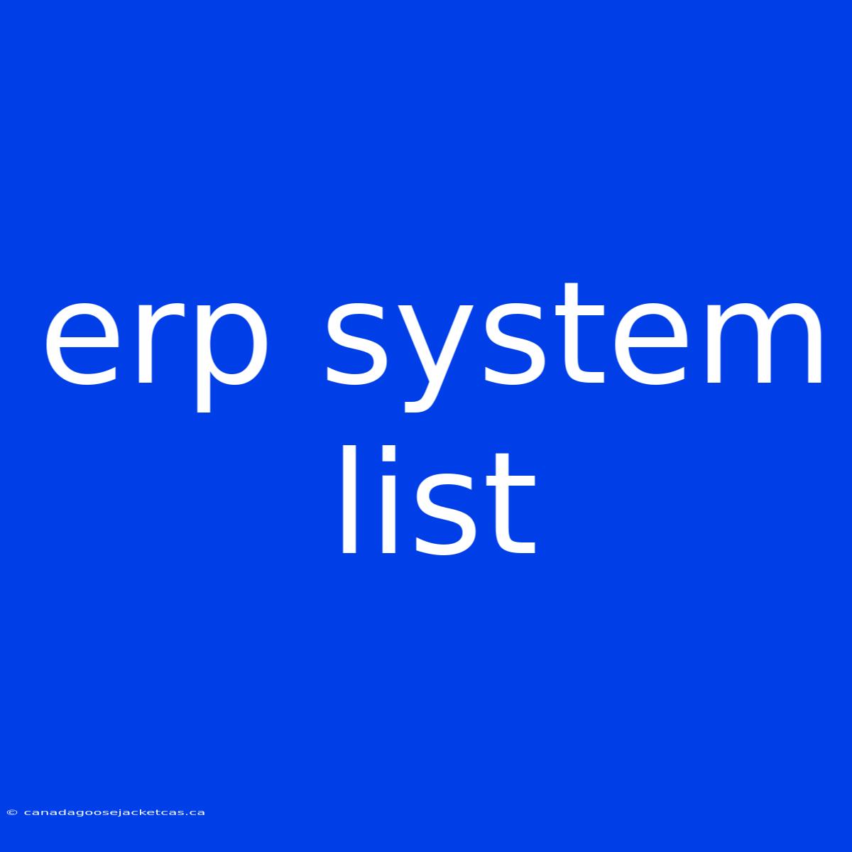 Erp System List