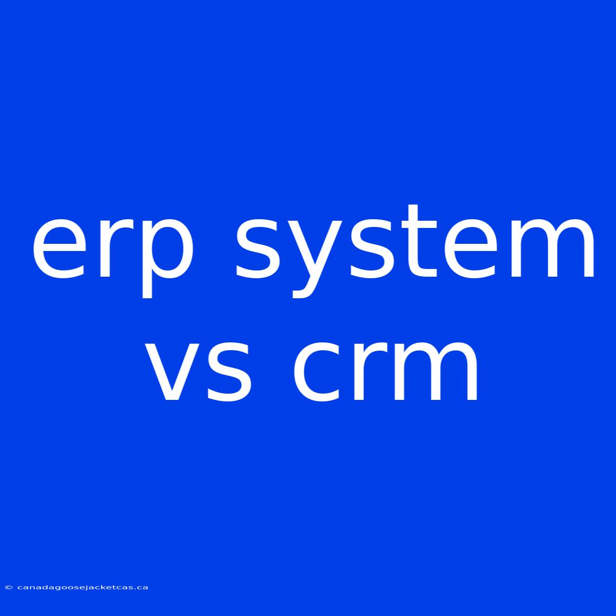 Erp System Vs Crm