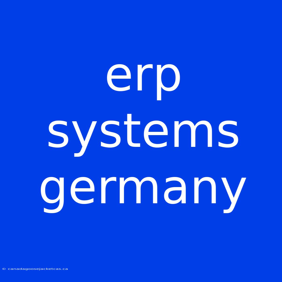 Erp Systems Germany