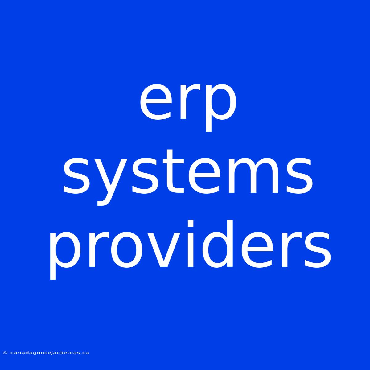 Erp Systems Providers