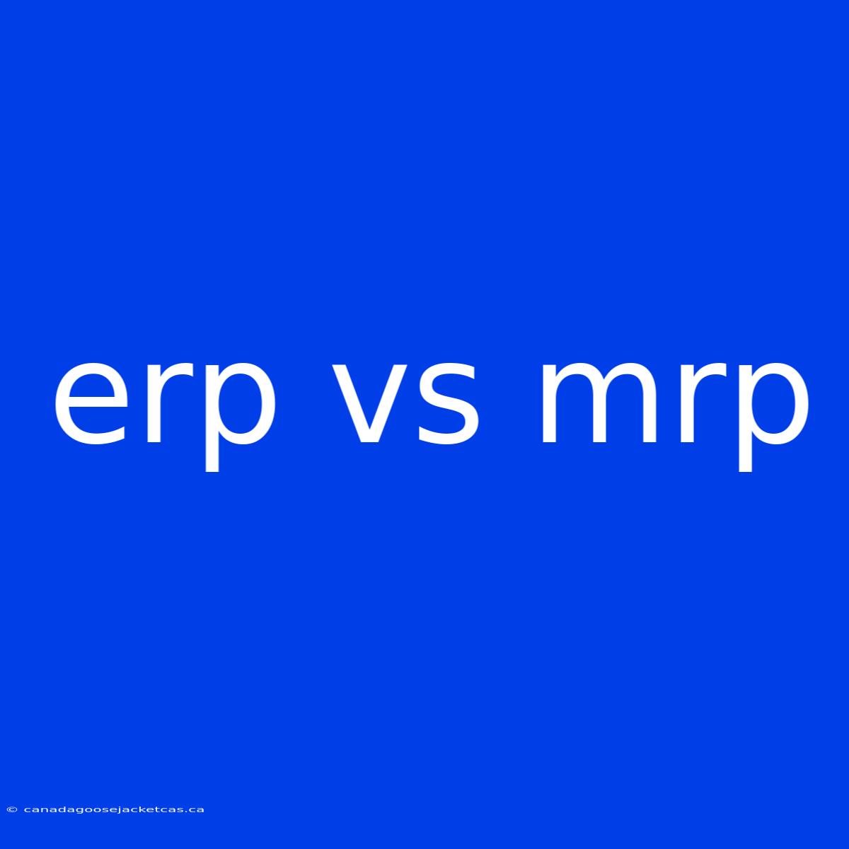 Erp Vs Mrp