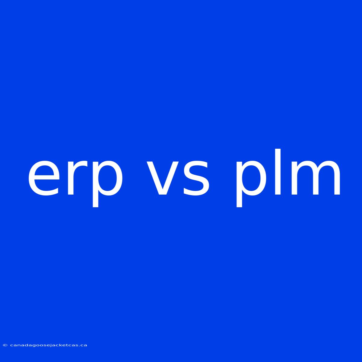 Erp Vs Plm