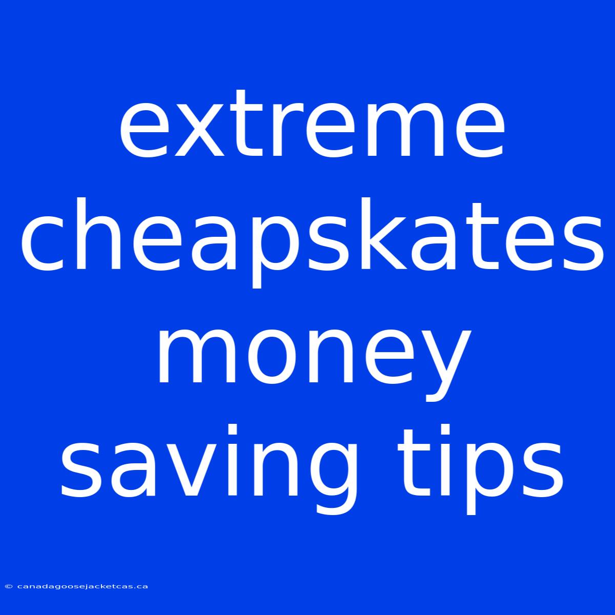 Extreme Cheapskates Money Saving Tips