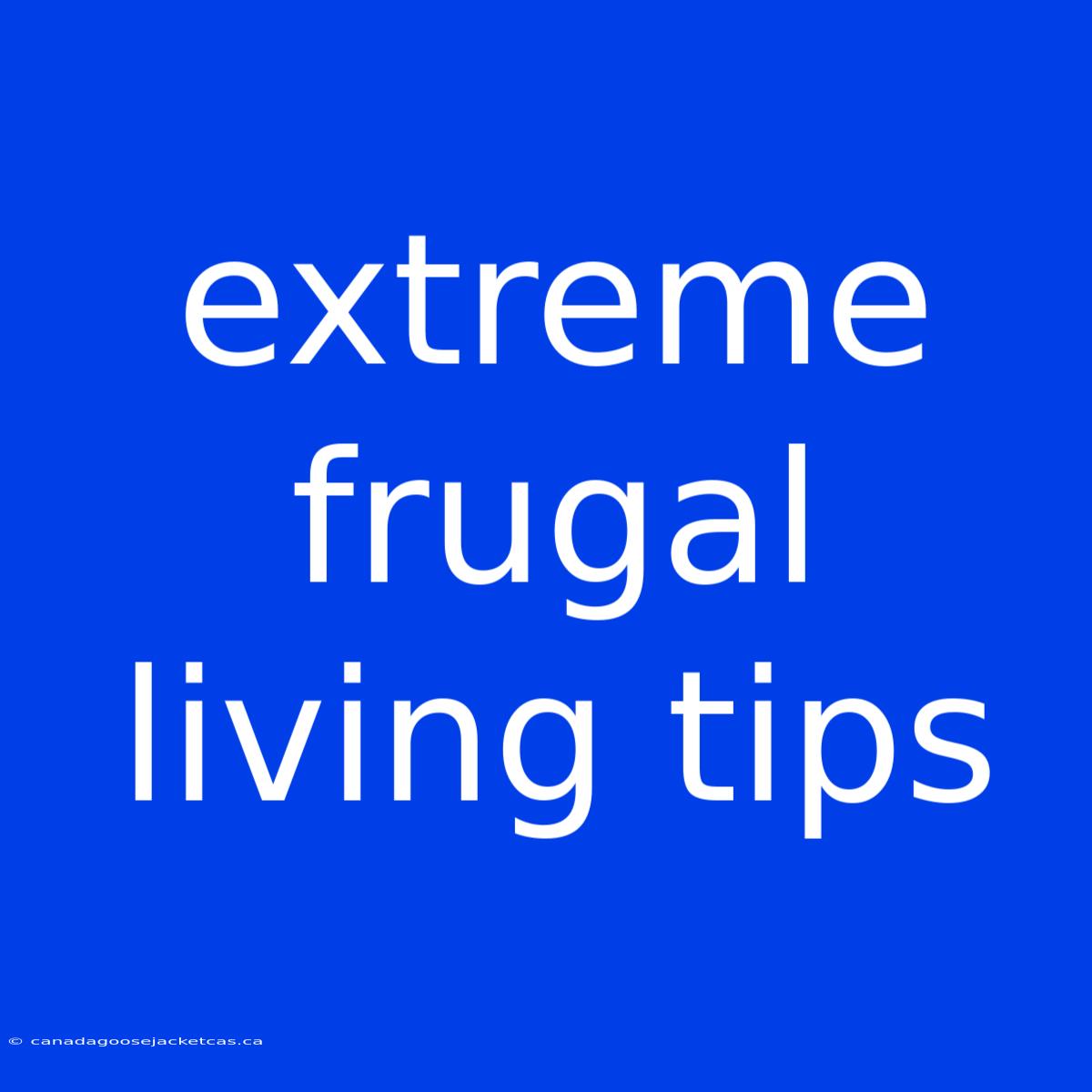 Extreme Frugal Living Tips