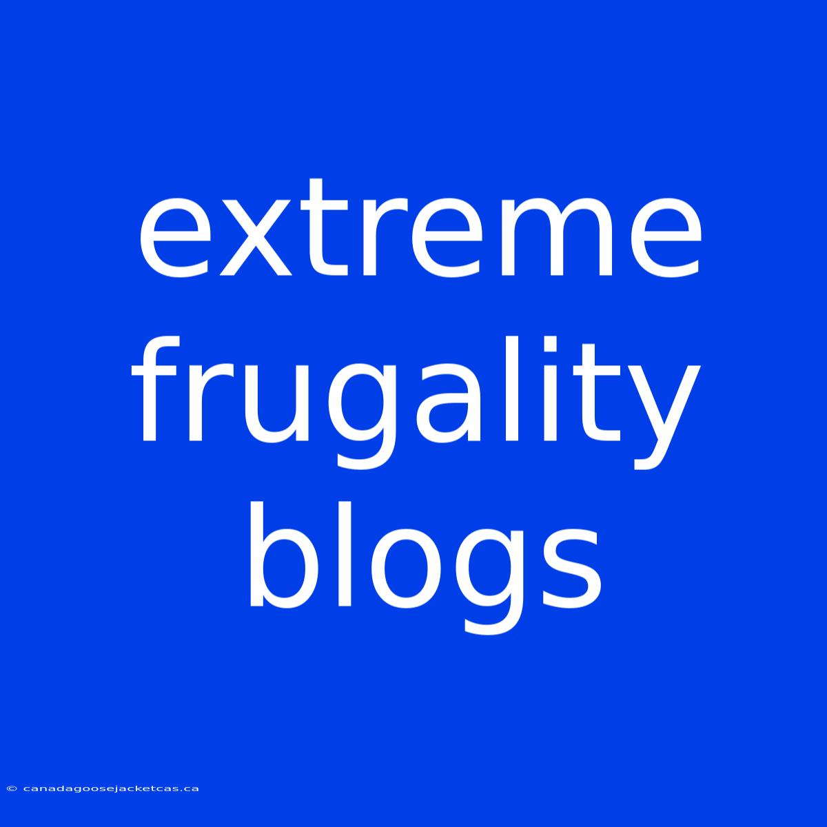 Extreme Frugality Blogs