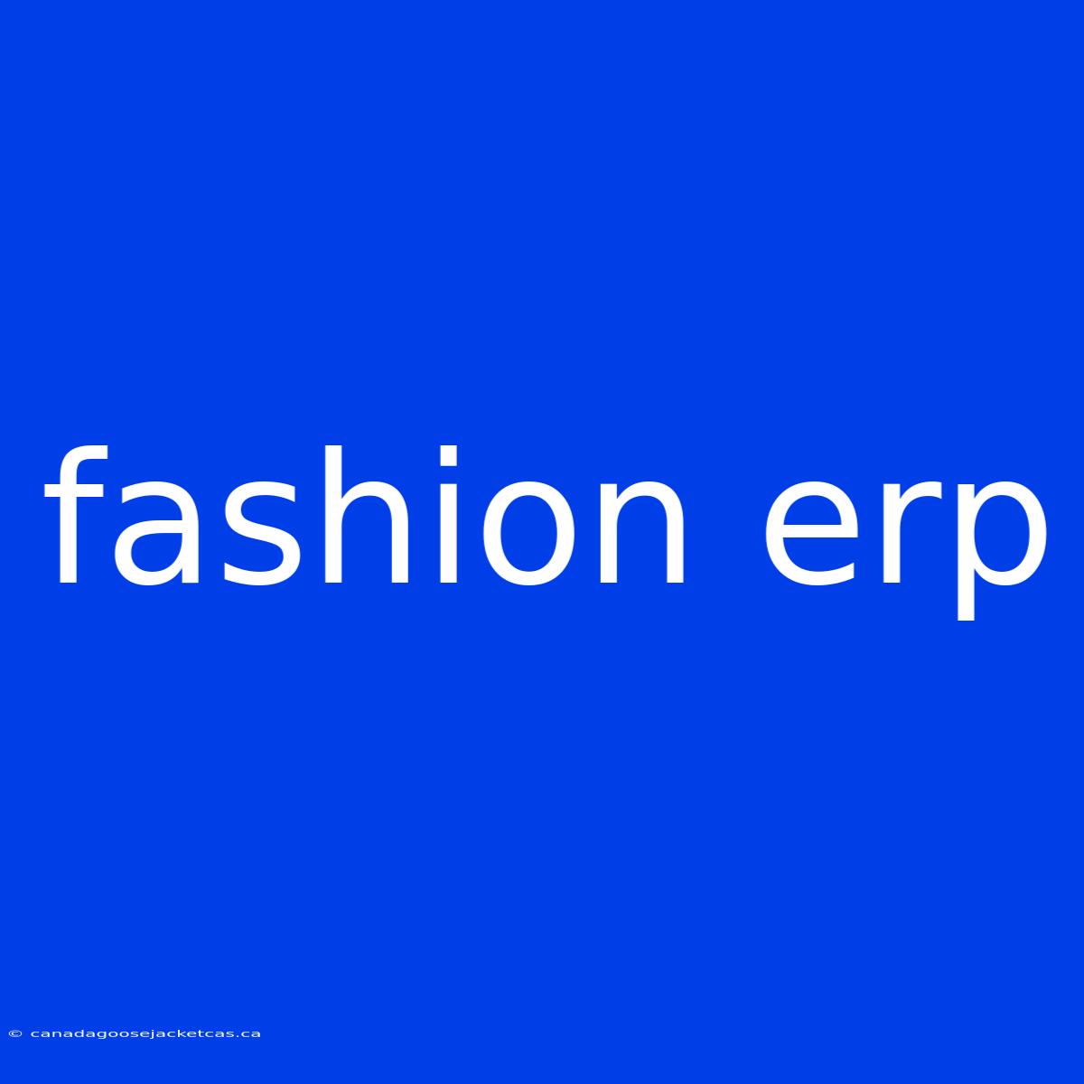 Fashion Erp