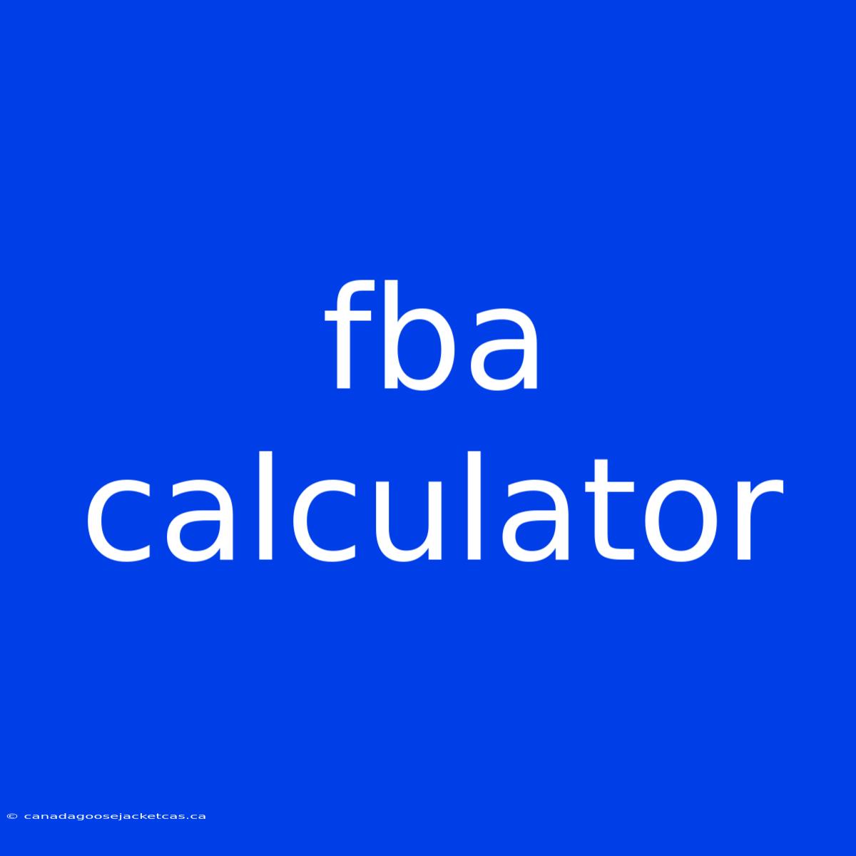 Fba Calculator