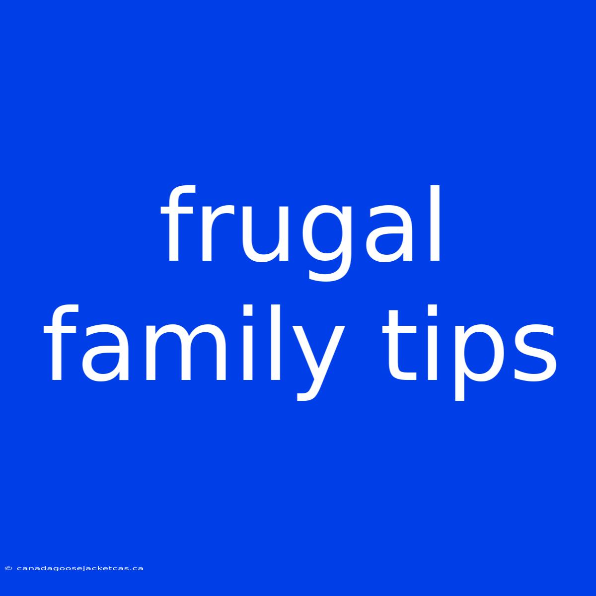 Frugal Family Tips