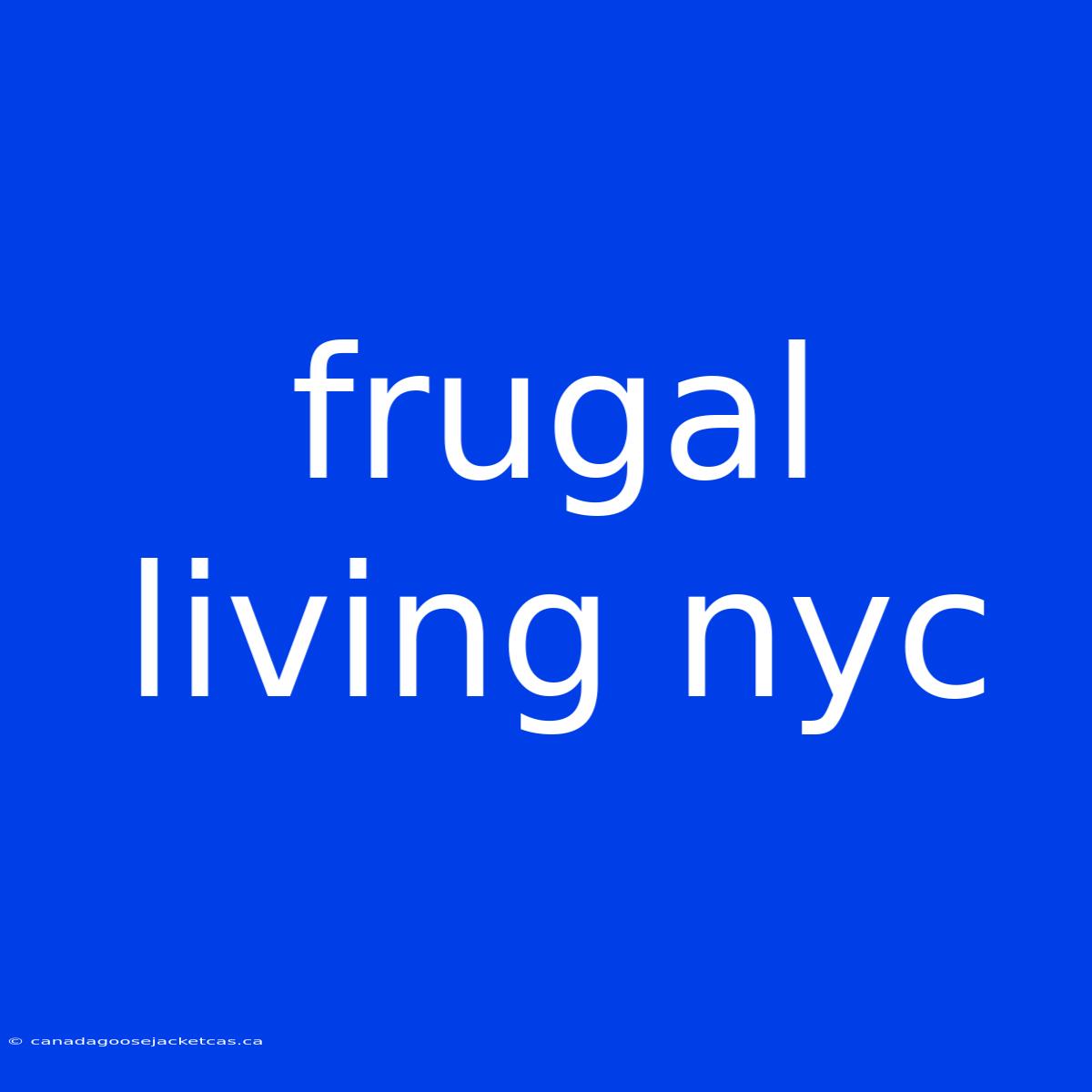 Frugal Living Nyc