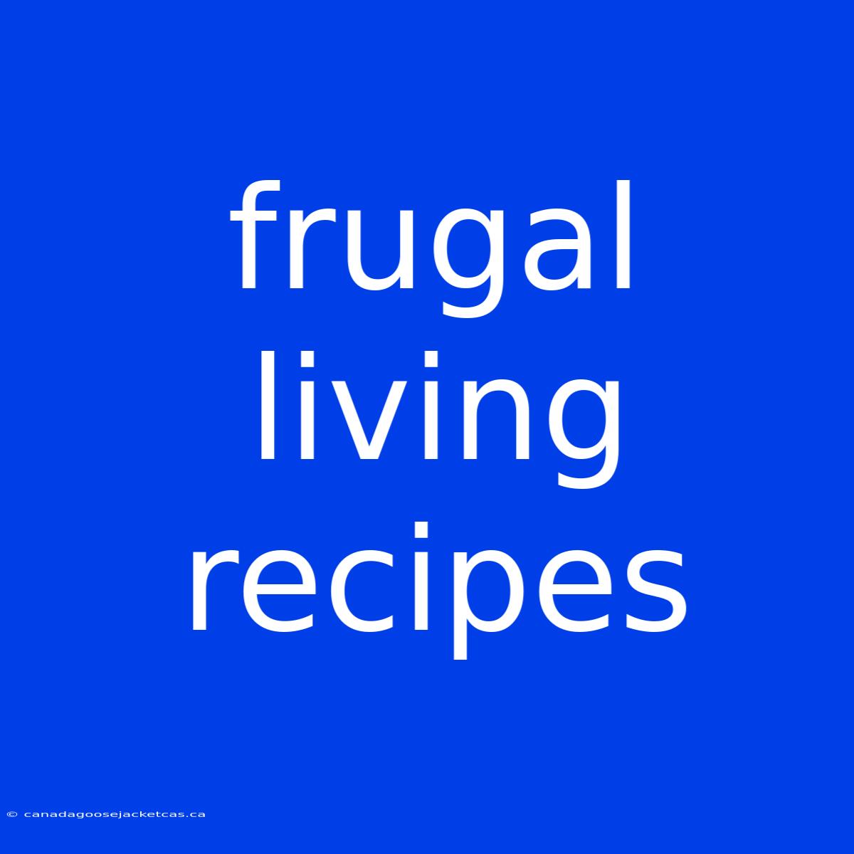 Frugal Living Recipes