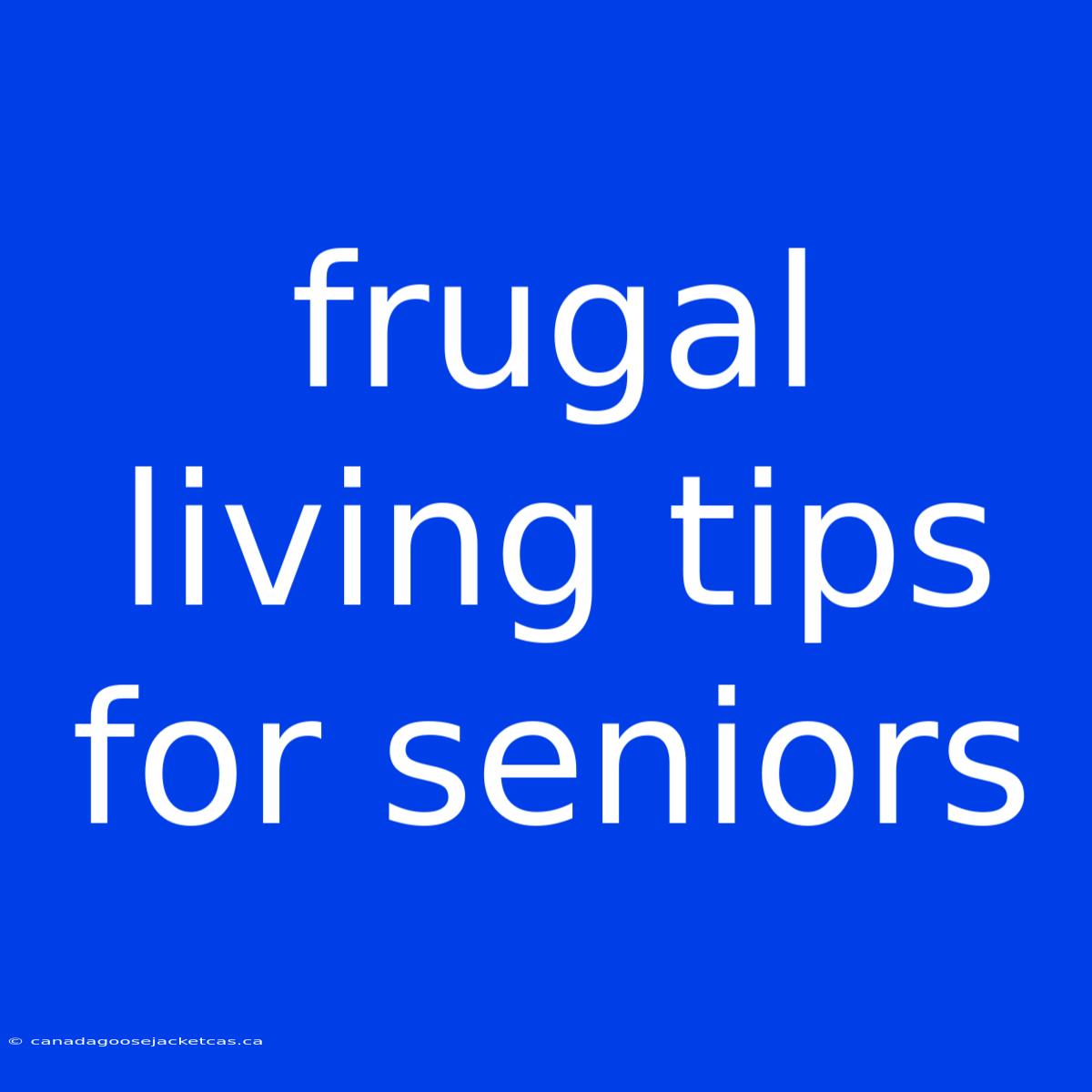 Frugal Living Tips For Seniors