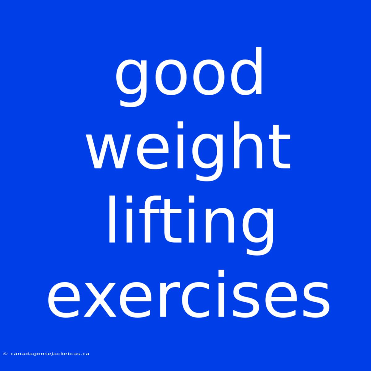 Good Weight Lifting Exercises