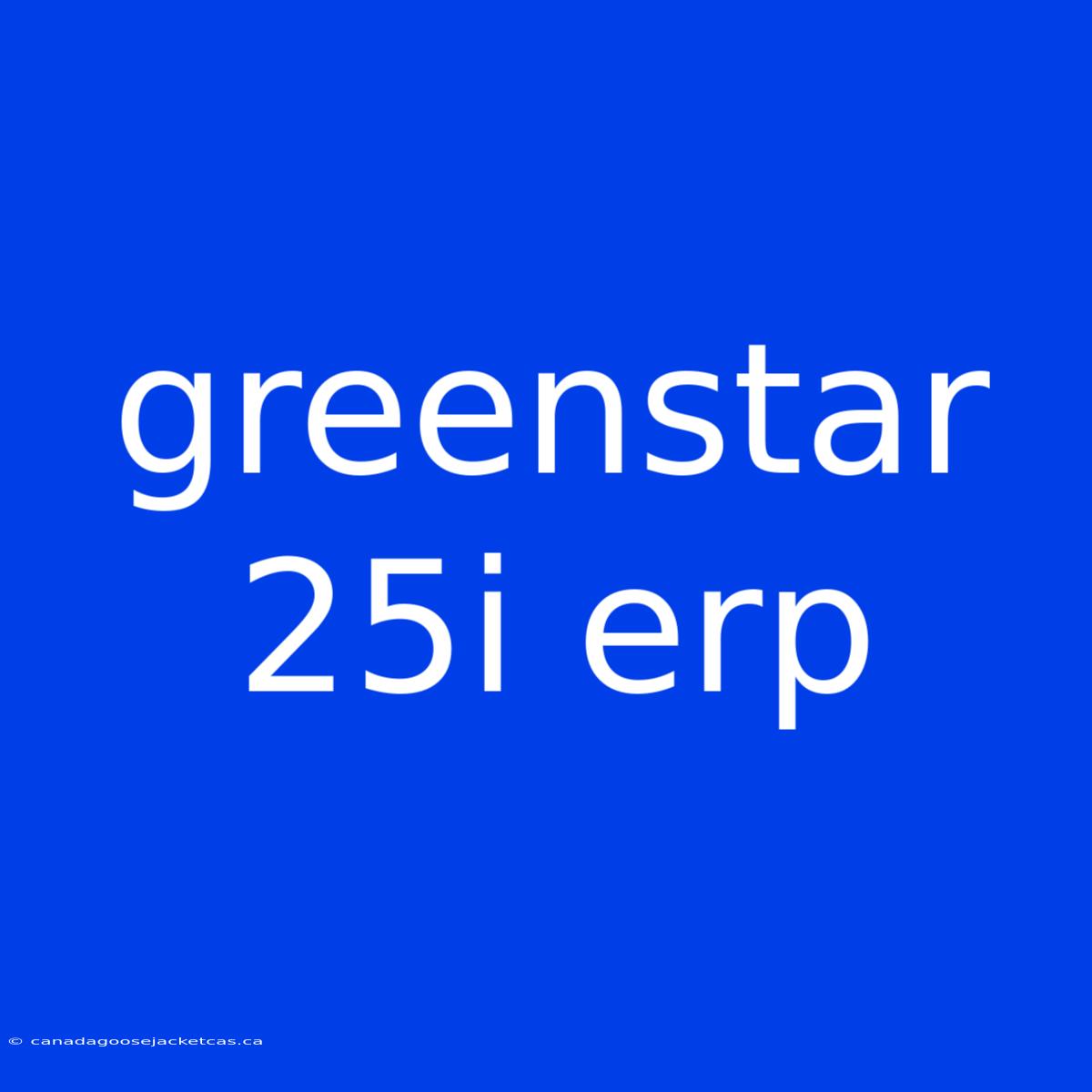 Greenstar 25i Erp