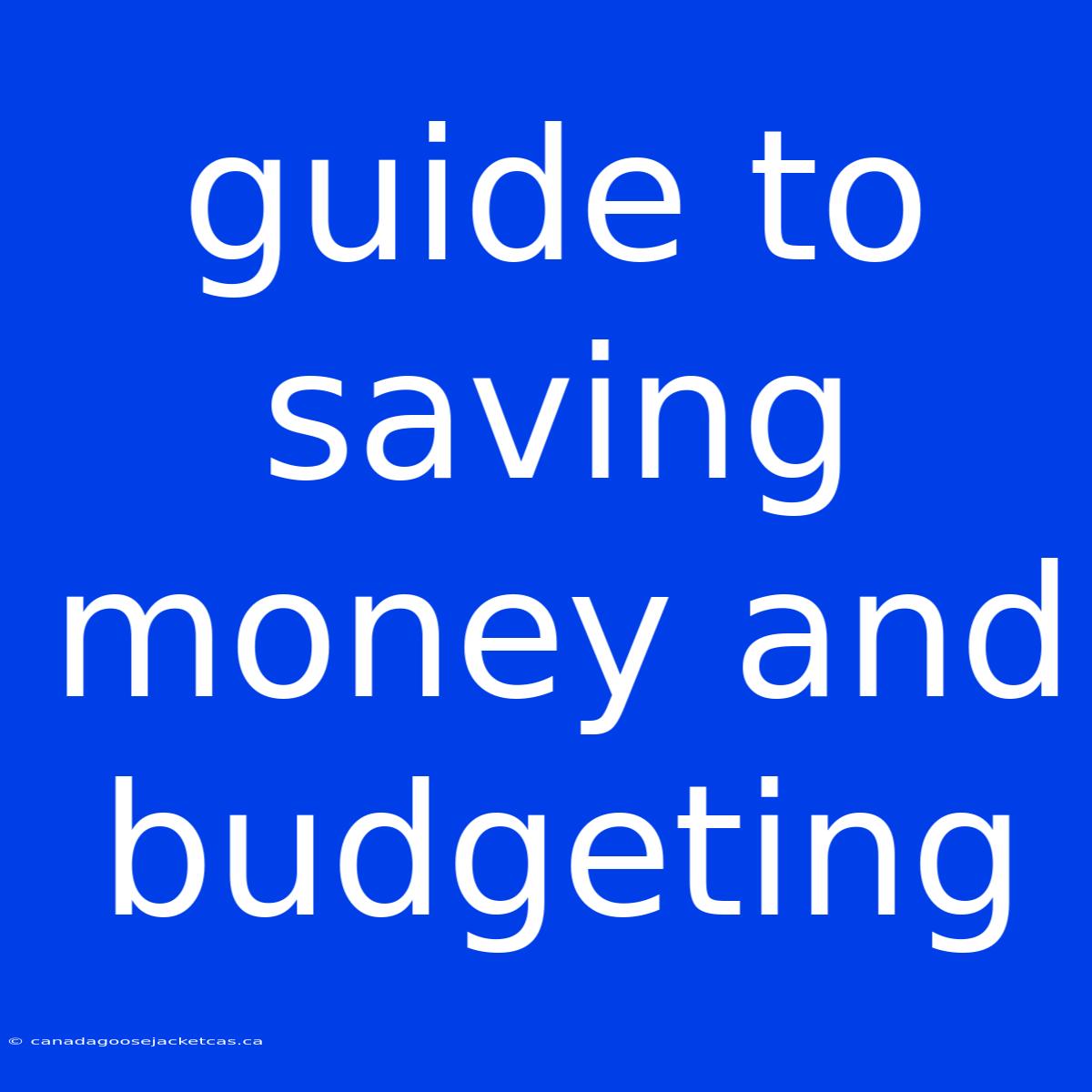 Guide To Saving Money And Budgeting