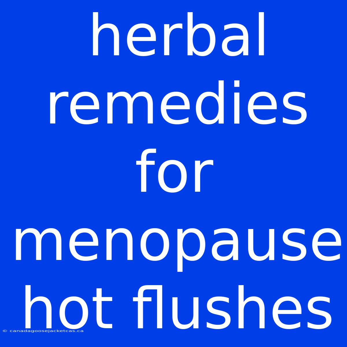 Herbal Remedies For Menopause Hot Flushes