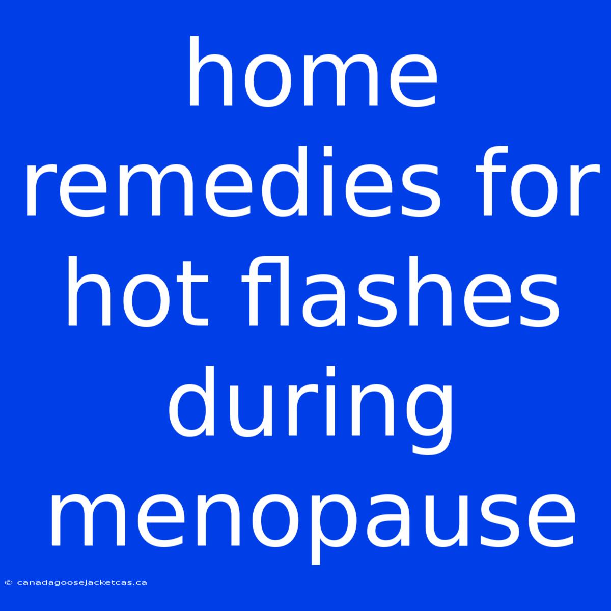 Home Remedies For Hot Flashes During Menopause