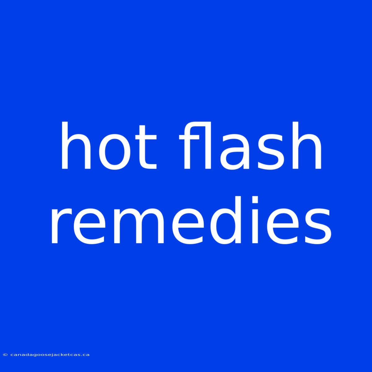 Hot Flash Remedies