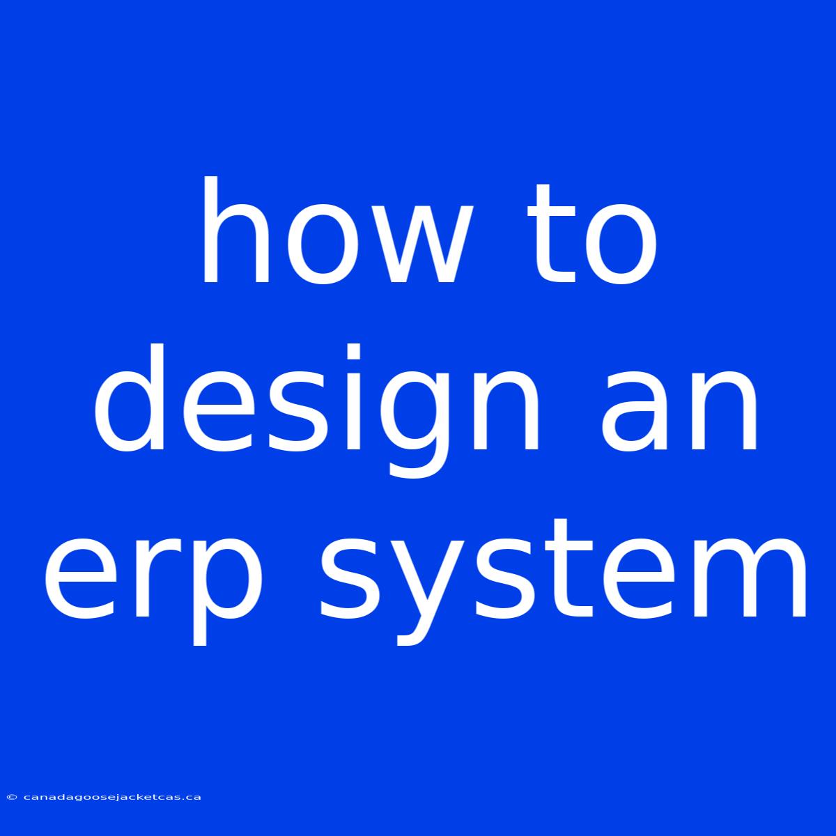 How To Design An Erp System