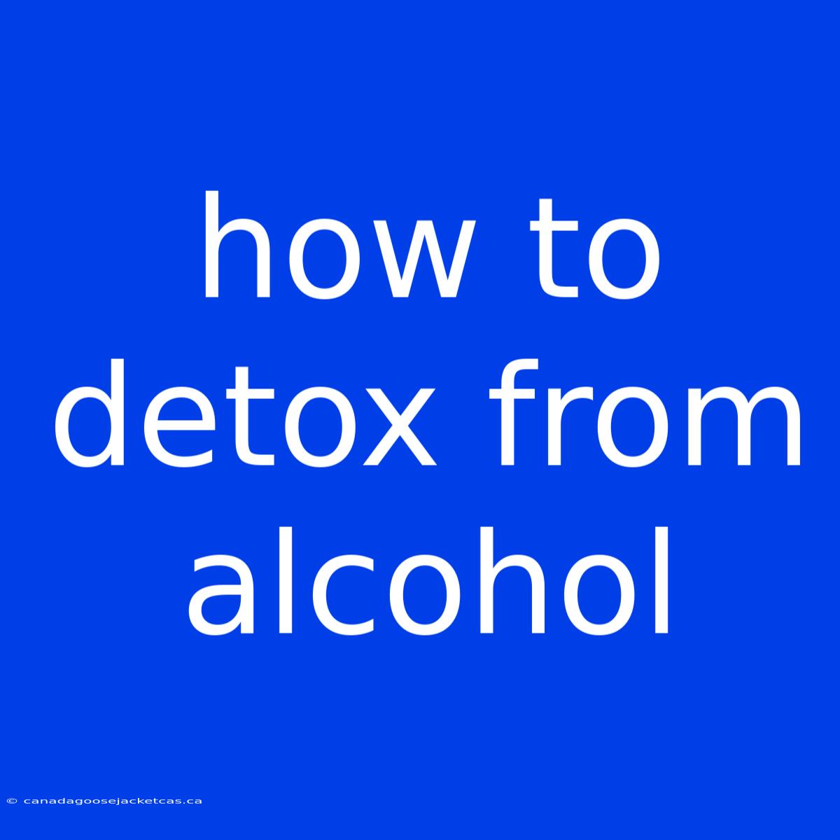 How To Detox From Alcohol