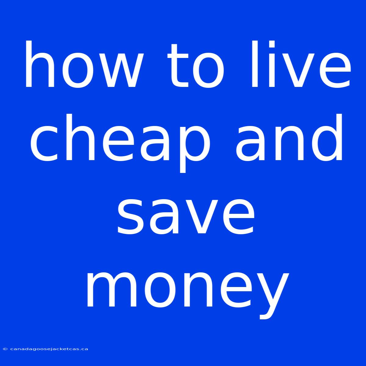 How To Live Cheap And Save Money