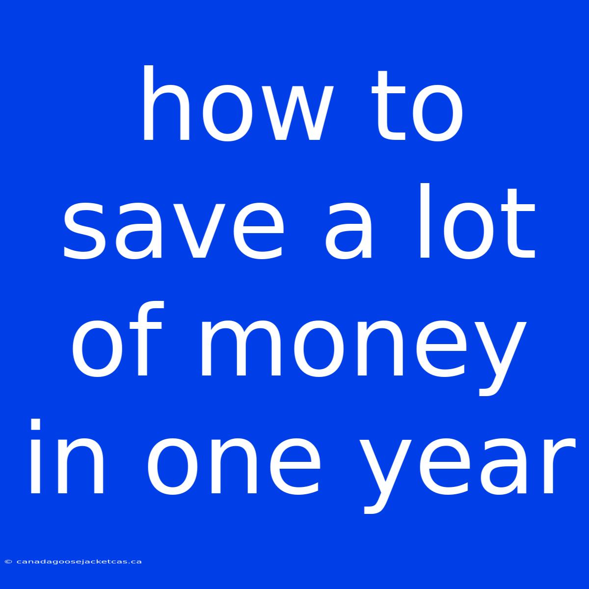 How To Save A Lot Of Money In One Year