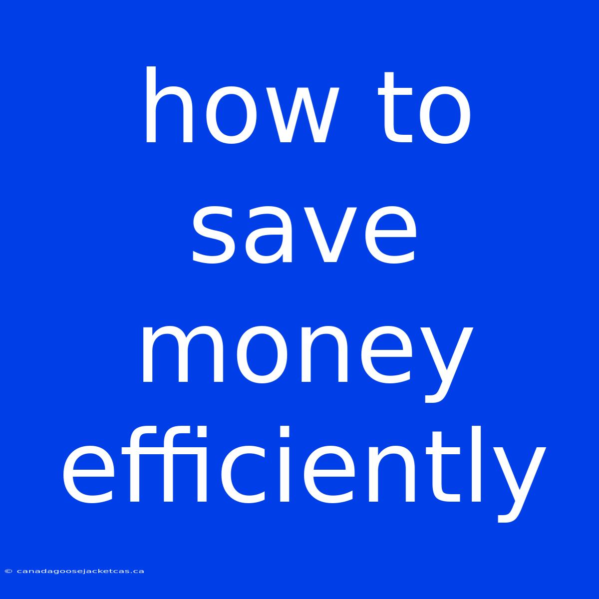 How To Save Money Efficiently