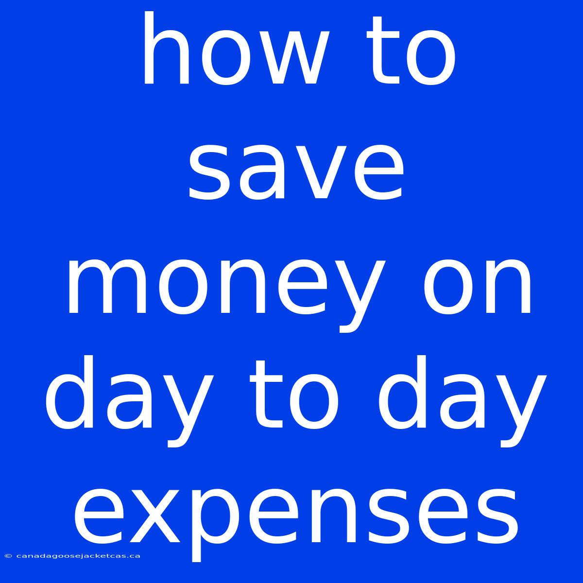 How To Save Money On Day To Day Expenses