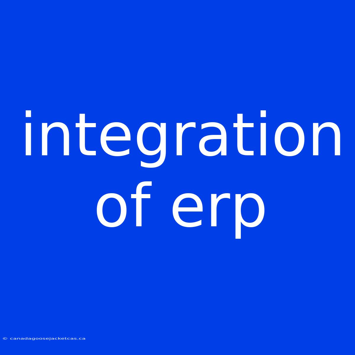 Integration Of Erp