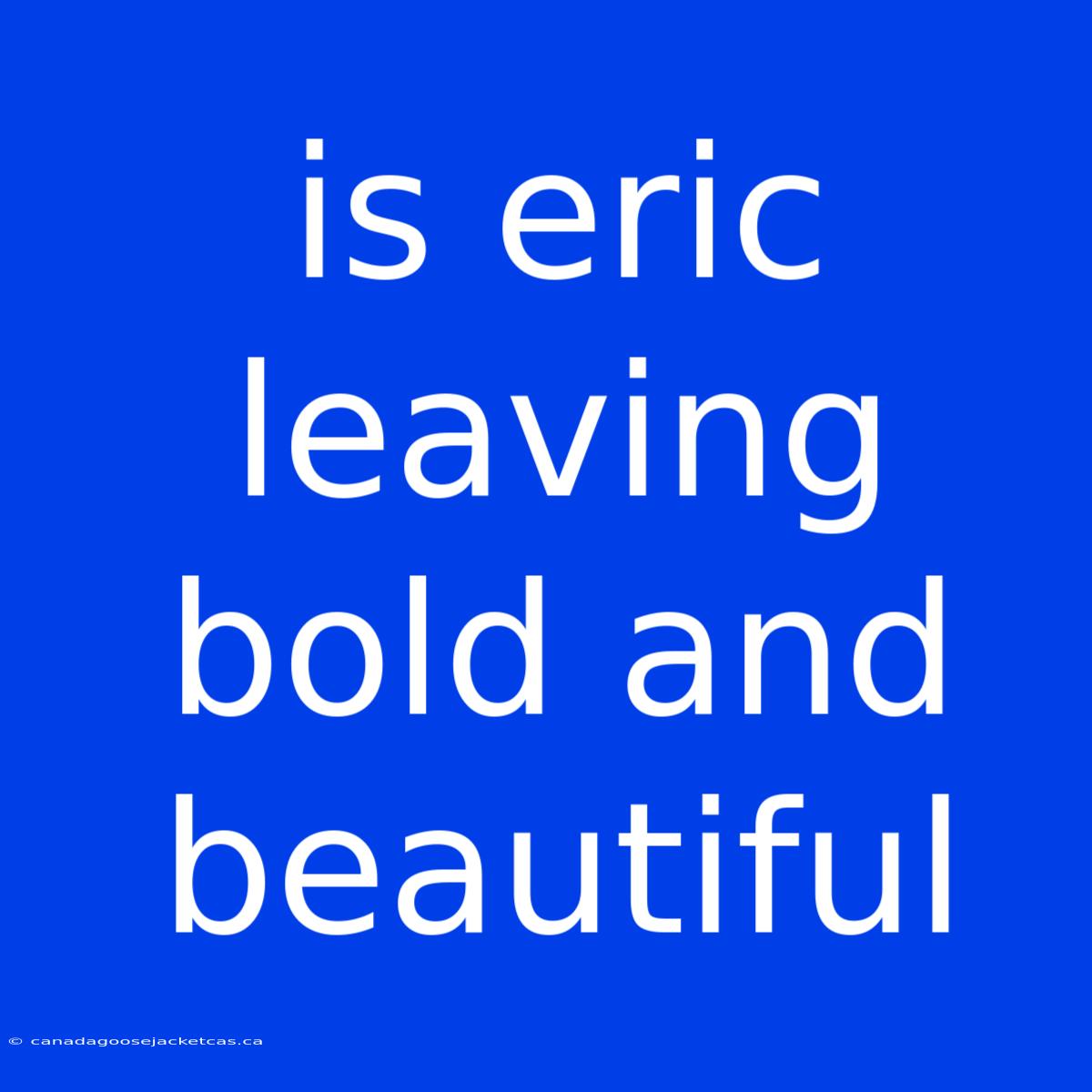 Is Eric Leaving Bold And Beautiful