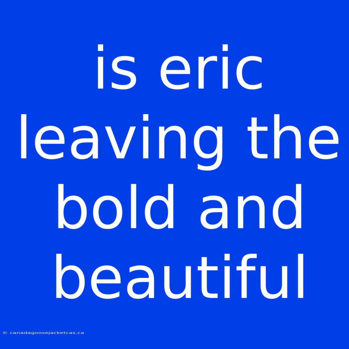 Is Eric Leaving The Bold And Beautiful