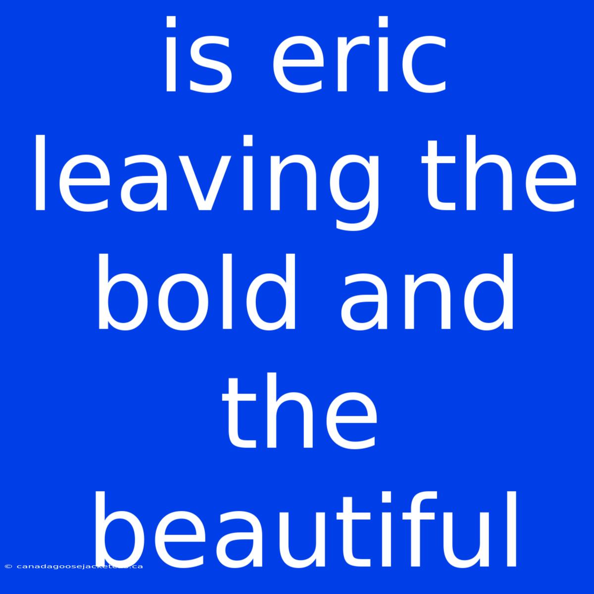 Is Eric Leaving The Bold And The Beautiful