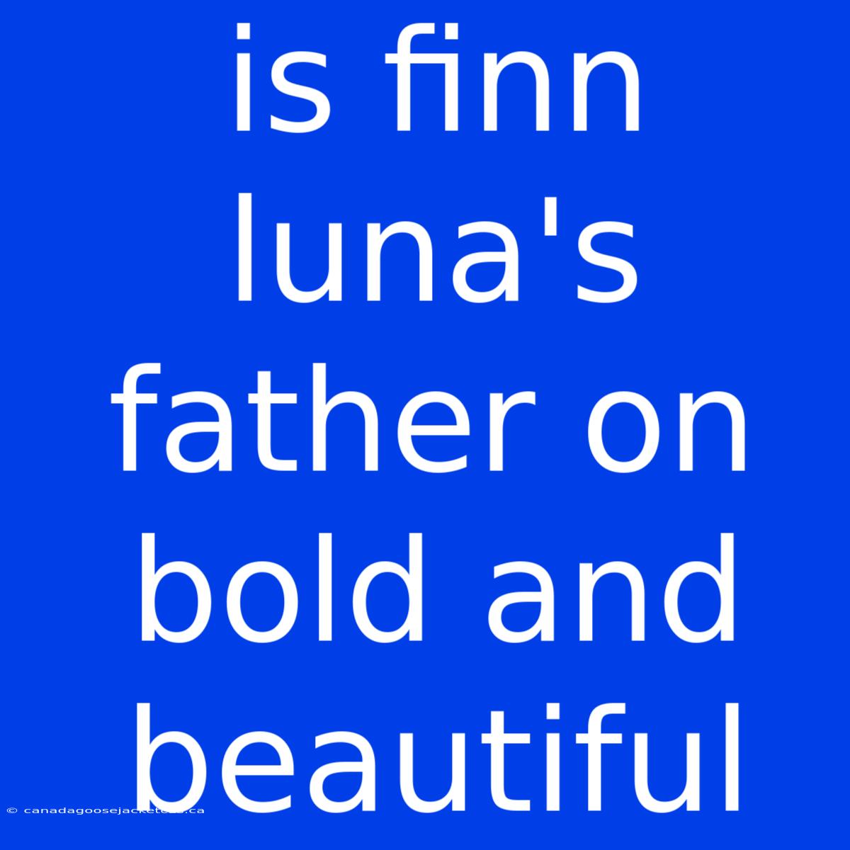 Is Finn Luna's Father On Bold And Beautiful