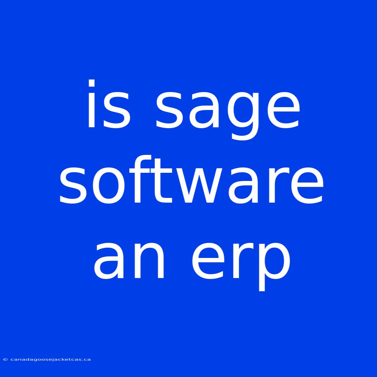 Is Sage Software An Erp