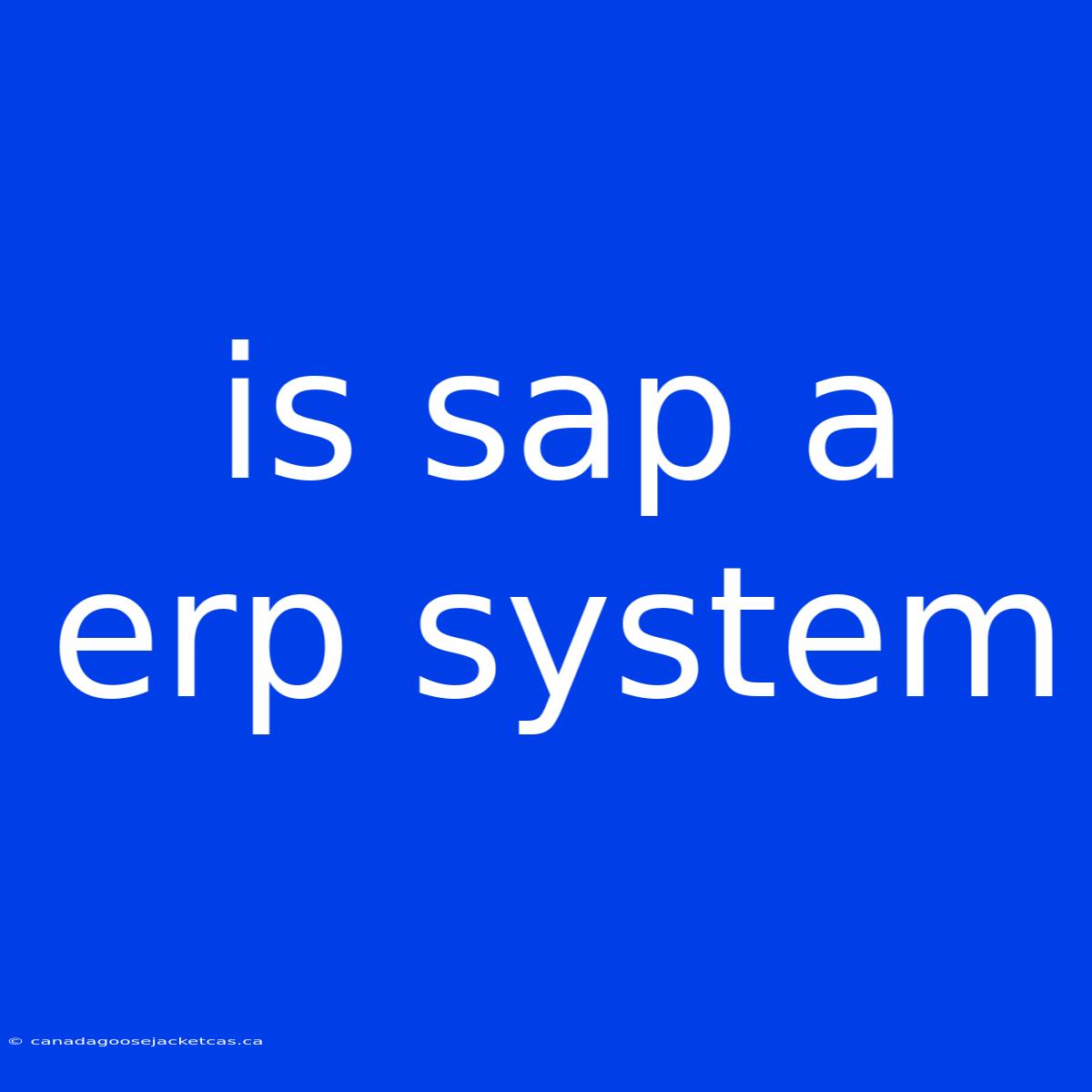 Is Sap A Erp System