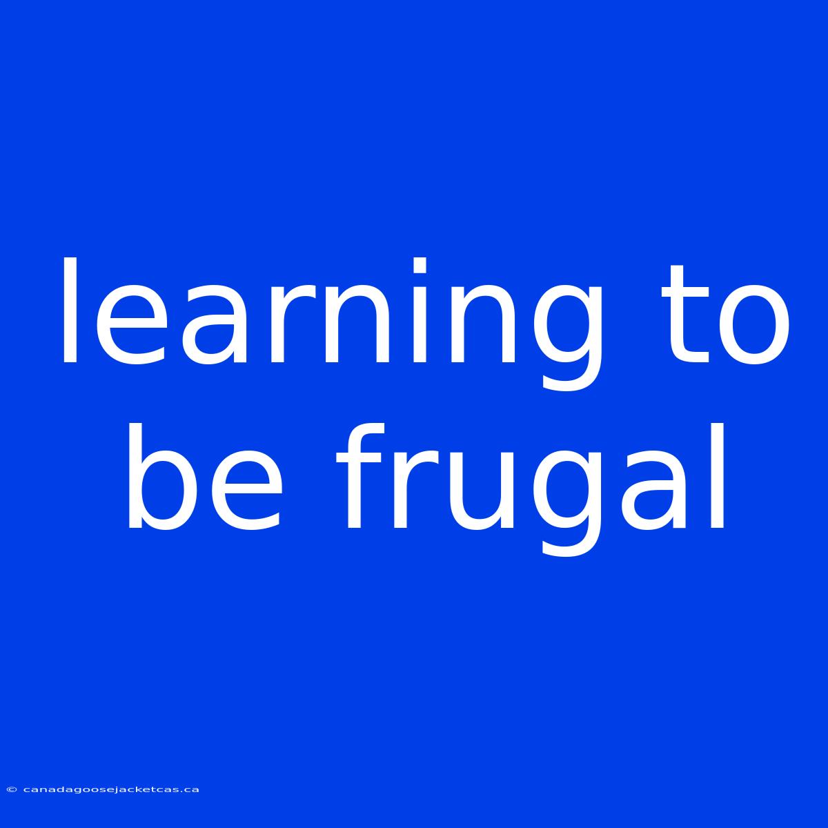 Learning To Be Frugal