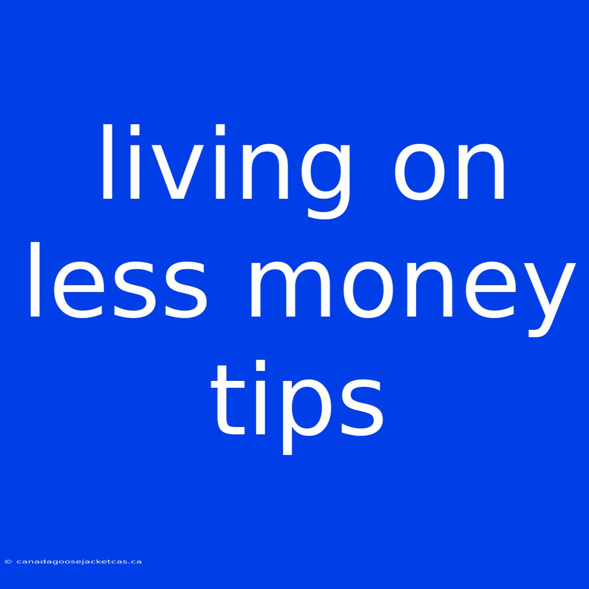 Living On Less Money Tips