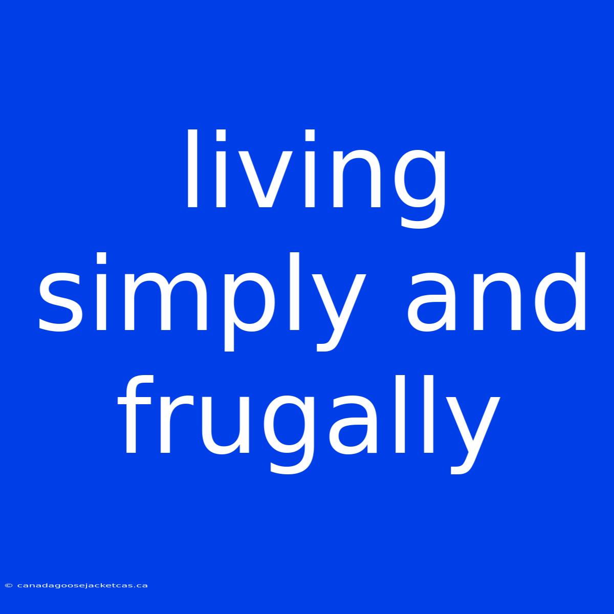 Living Simply And Frugally